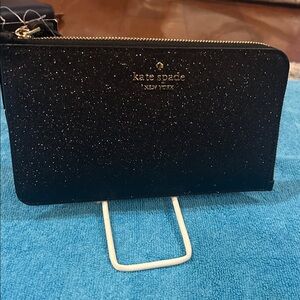 (NWT) Kate Spade Black Sparkle Zip Wallet